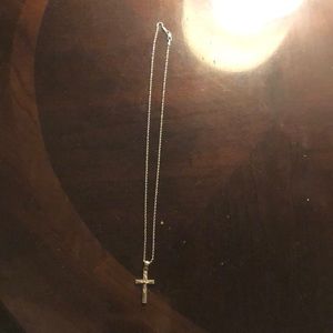 14k white gold chain paired with a 14kdz cross